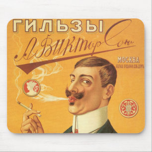 Vintage produktetikett, rysk cigarettotbak musmatta