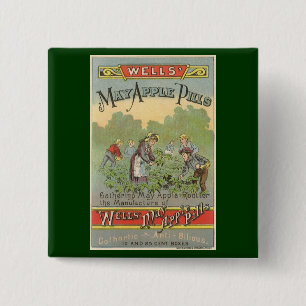 Vintage produktetikettkonst, Wells May Apple Pills Knapp