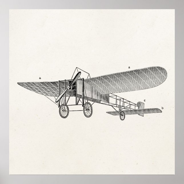 Vintage Propeller Airplan Retro Old Prop Flygplan Poster (Framsidan)