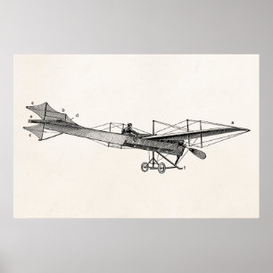 Vintage Propeller Airplan Retro Old Prop Flygplan Poster