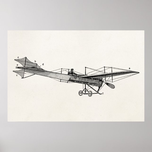 Vintage Propeller Airplan Retro Old Prop Flygplan Poster (Framsidan)