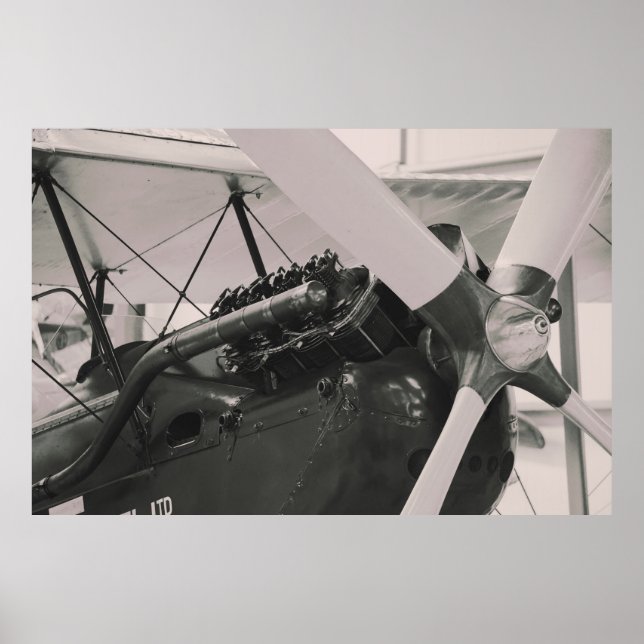 Vintage Propeller Flygplan fotoskrift. Poster (Framsidan)