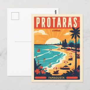 vintage Protaras cyprus helgdag på strandgåva Vykort