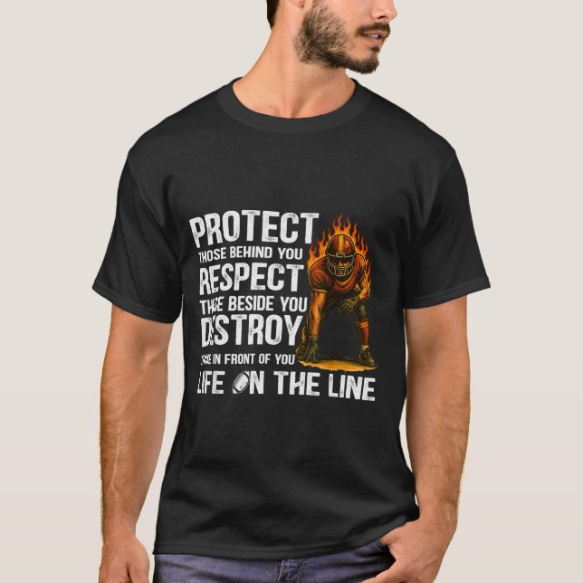 Vintage Protect Respect Destroy Offensive Lineman  T Shirt (Framsida)
