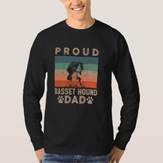 Vintage Proud Basset Hound Pappa Gifts Manar Hund T Shirt