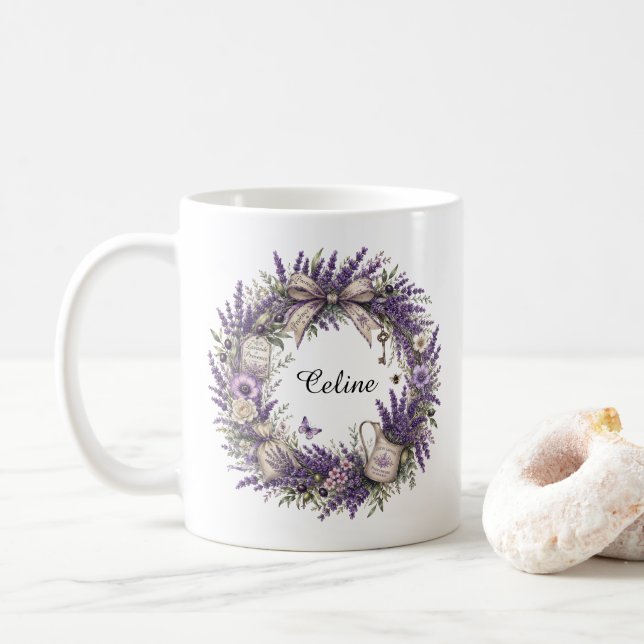 vintage provence lavendelkrans  kaffemugg (Med munk)