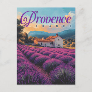 Vintage Provence Lavender Fält Travel Vykort