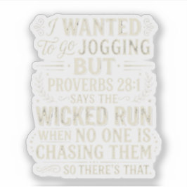 Vintage Proverbs 28:1 Jogging Humor Quote Klistermärken