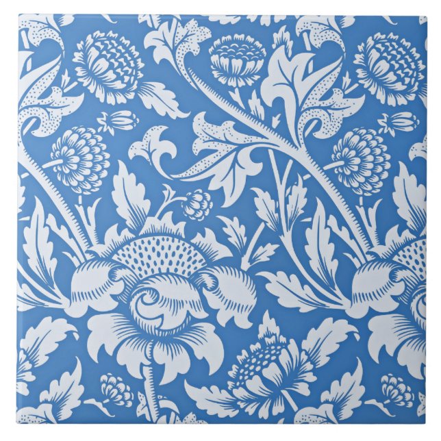 Vintage, prydnadsblått mönster kakelplatta (Framsidan)