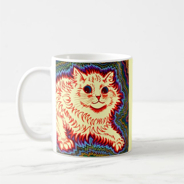 Vintage Psychedelic Cat av Louis Wain Kaffemugg (Vänster)