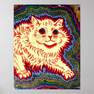Vintage Psychedelic Cat av Louis Wain Poster