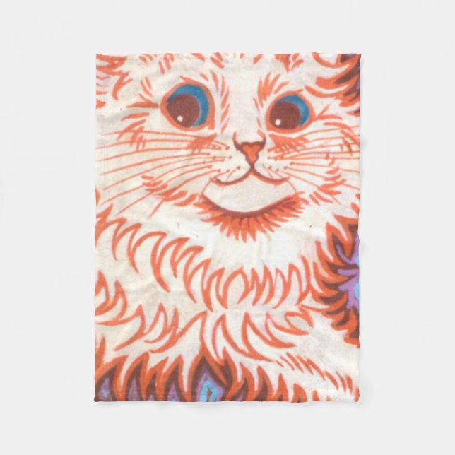 Vintage Psychedelic Cat by Louis Wain Fleecefilt (Framsidan)