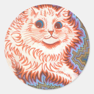 Vintage Psychedelic Cat by Louis Wain Runt Klistermärke