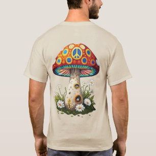 Vintage Psychedelic Mushroom Peace Emblem T Shirt