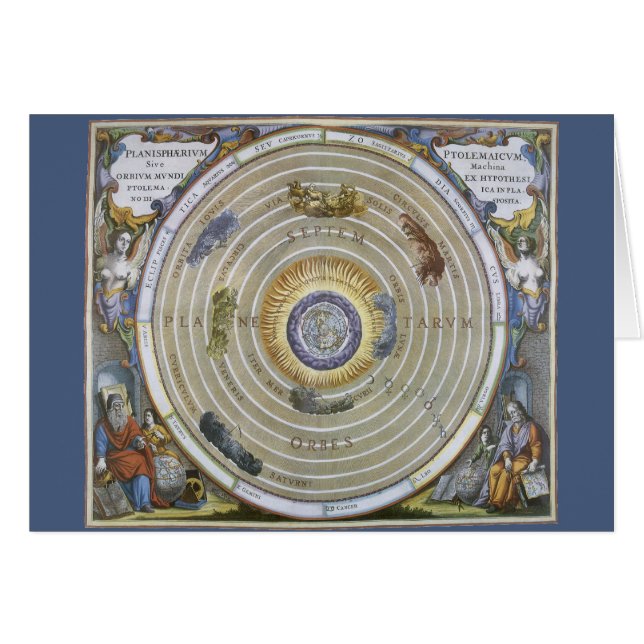 Vintage Ptolemaic Planisphere av Andreas Cellarius Hälsningskort (Framsidan Horizontal)