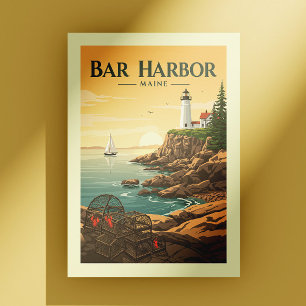 Vintage Pub Harbour Maine Vykort