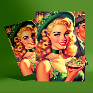 Vintage Pub Irish Girl Vykort