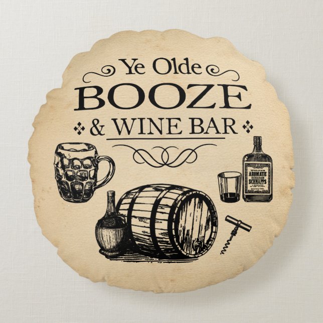 Vintage Pub Room Rund Kudde (Framsidan)