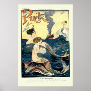 Vintage Puck Cover med Sjöjungfruar Poster