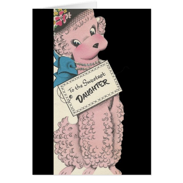 Vintage Pudel-dotter Hälsningskort (Framsidan)