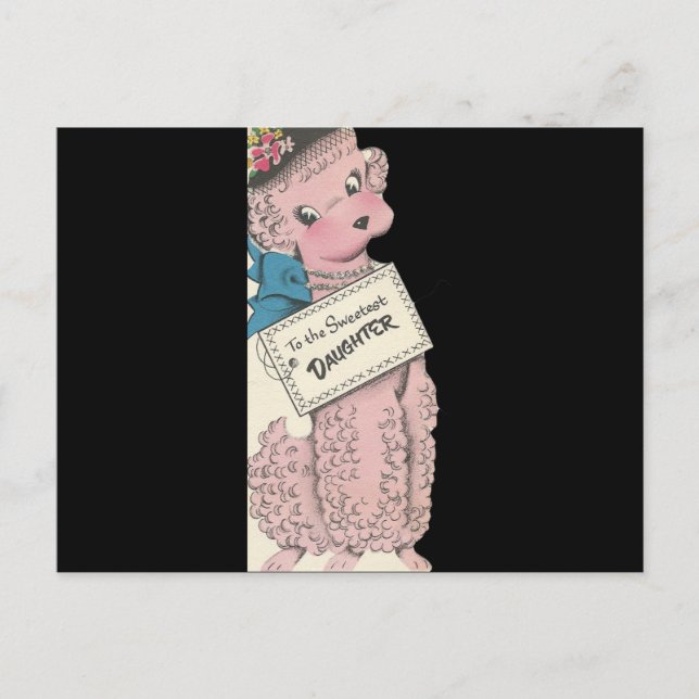 Vintage Pudel Dotter Vykort (Framsida)
