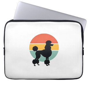 Vintage Pudel Solnedgång Retro Hund Silhuett Cirke Laptop Fodral