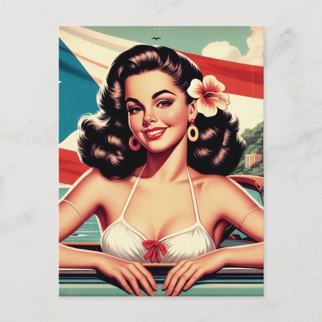 Vintage Puerto Rican Girl Vykort (Framsida)