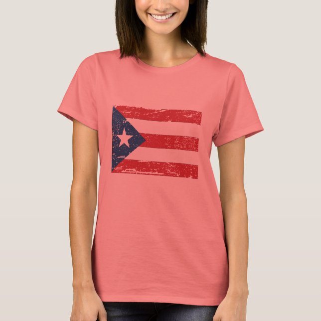 Vintage Puerto Rico Flagga T-shirt (Framsida)