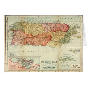 Vintage Puerto Rico Karta, 1898 Rand McNally & Co. Hälsningskort
