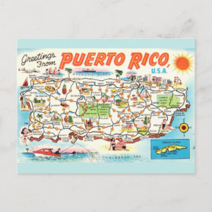 Vintage Puerto Rico Karta Vykort