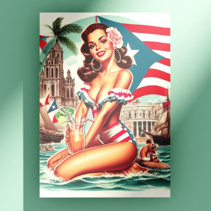 Vintage Puerto Rico Pinup Vykort