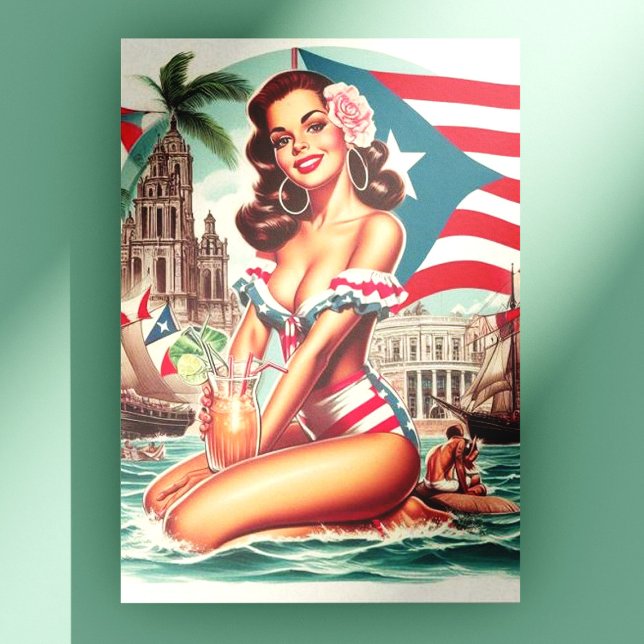 Vintage Puerto Rico Pinup Vykort (Skapare uppladdad)