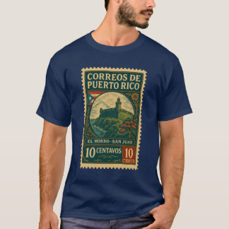 Vintage Puerto Rico Postage Stamp Shirt T