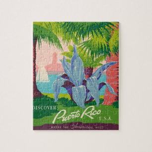Vintage Puerto Rico Travel Art Ilustration Pussel