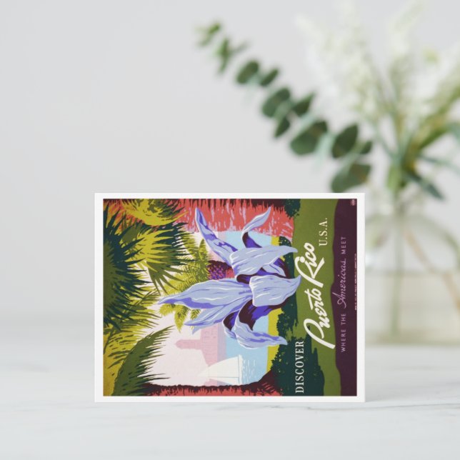 Vintage Puerto Rico Travel Tropical Meddelande (Stående Fram)