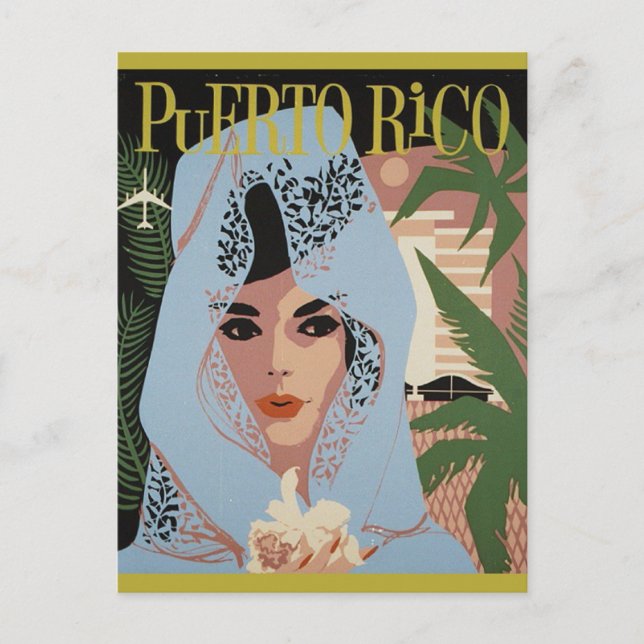 Vintage Puerto Rico Travel Vykort (Framsida)