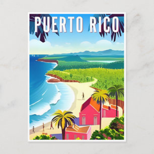 Vintage Puerto Rico Tropical strand Vykort