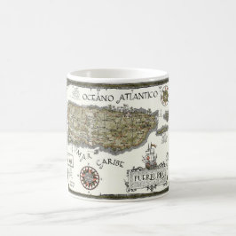 Vintage Puerto Rico vykort Karta Kaffemugg