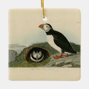 Vintage Puffin Illustration Julgransprydnad Keramik