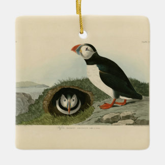 Vintage Puffin Illustration Julgransprydnad Keramik