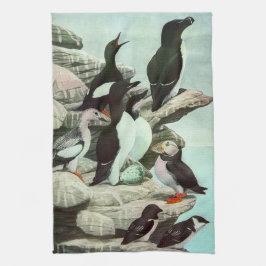 Vintage Puffins och Aquatic Birds av Louis Fuertes Kökshandduk