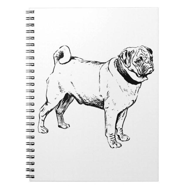 Vintage pug, hund anteckningsbok (Framsidan)