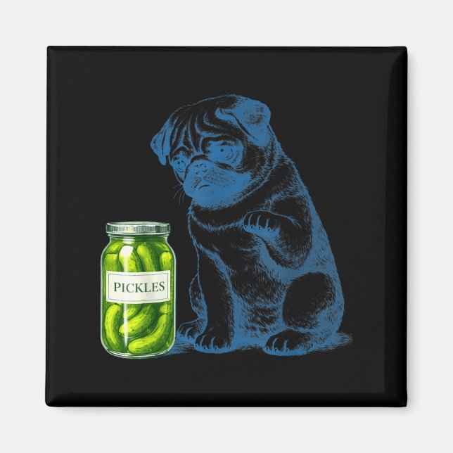 Vintage Pug Hund Ckle Burk Magnet (Framsidan)