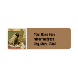 Vintage Pug Return-adressetikett Returadress Etikett