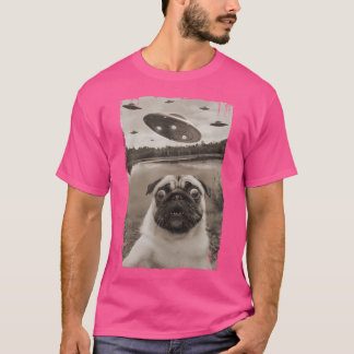 Vintage Pug Ufo-träffar - roligt Ufo och Pug Sel T Shirt