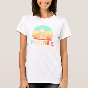 Vintage Puggle Hund Sunset T Shirt