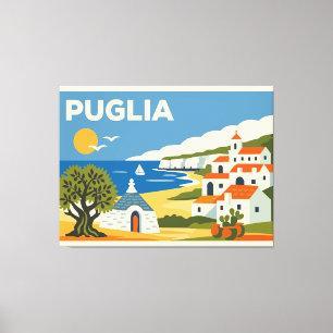 Vintage Puglia Italien Reseskylt Canvastryck