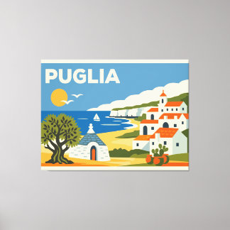 Vintage Puglia Italien Reseskylt Canvastryck