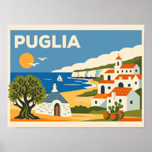 Vintage Puglia Italien Reseskylt Poster