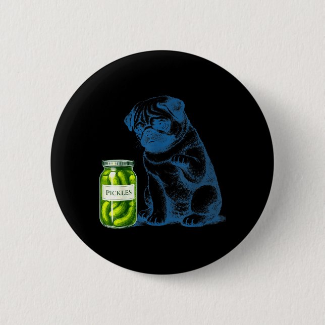 Vintage Pugs hund klinke burk Knapp (Framsida)